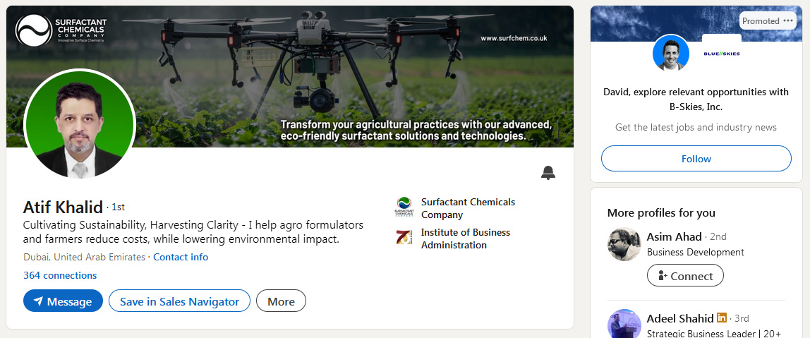 A compelling LinkedIn Headline and Profile Cover for the Chemical Industry