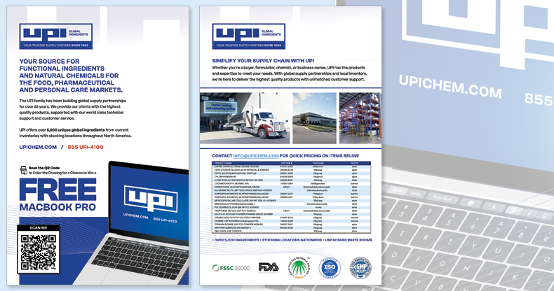 UPI Global Ingredients post card campaign, by chemical marketing agency HEXNET